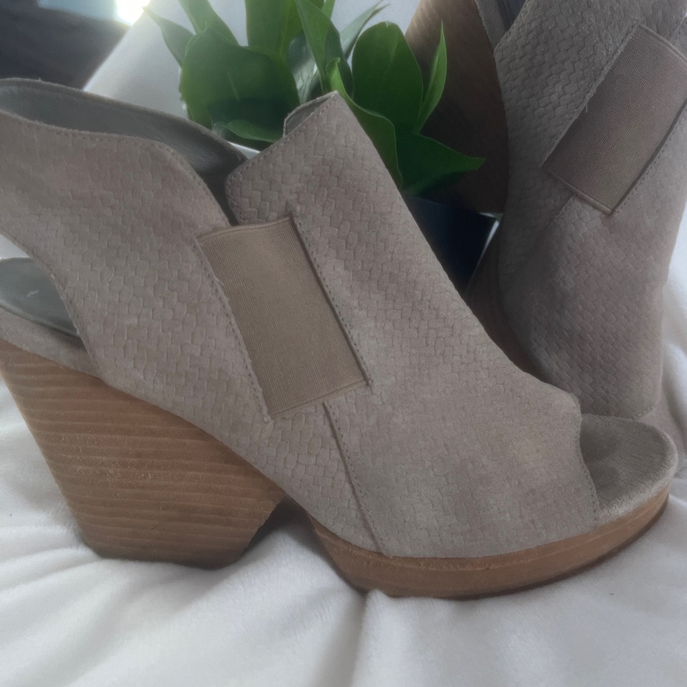 Eileen Fisher Suede Open Toe Bootie